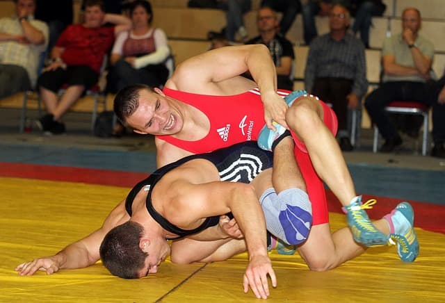 wrestling on the mat